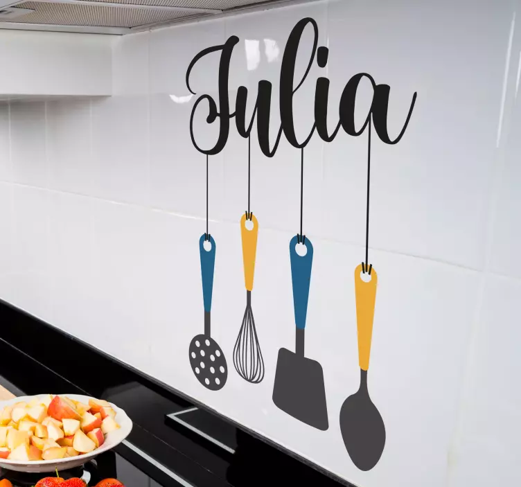 Personalized Kitchen Utensils cuisine wall sticker - TenStickers