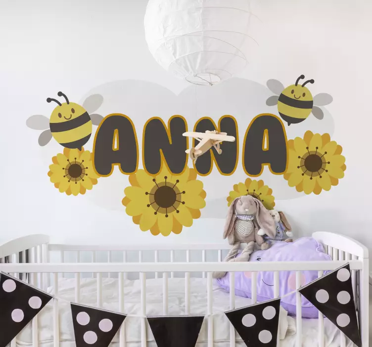PERSONALIZED NAME WITH BEES wall stickers for kid - TenStickers