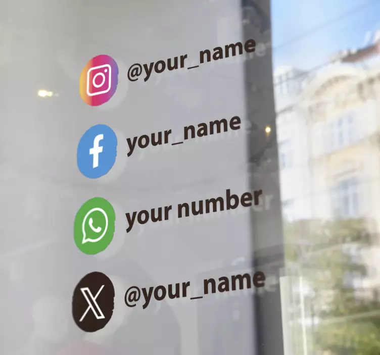 Personalized social media logos window sticker - TenStickers