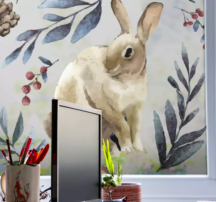 Pet wall art rabbit in the greenery - TenStickers