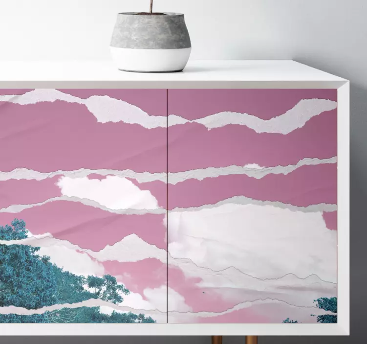 Pink Cloudy Horizon nature wall sticker - TenStickers