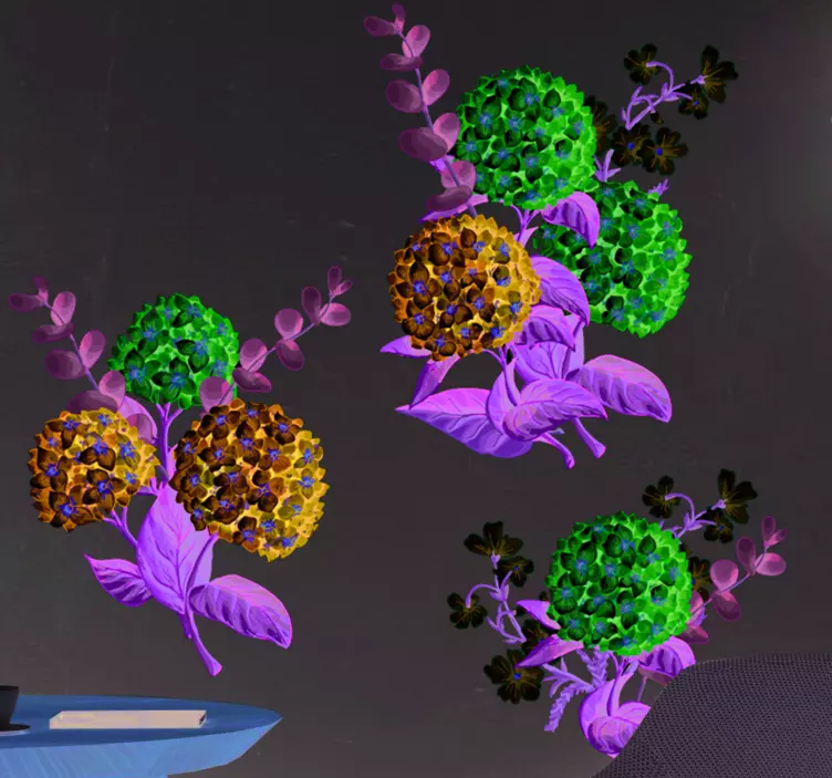 Pink-flowers flower wall sticker - TenStickers