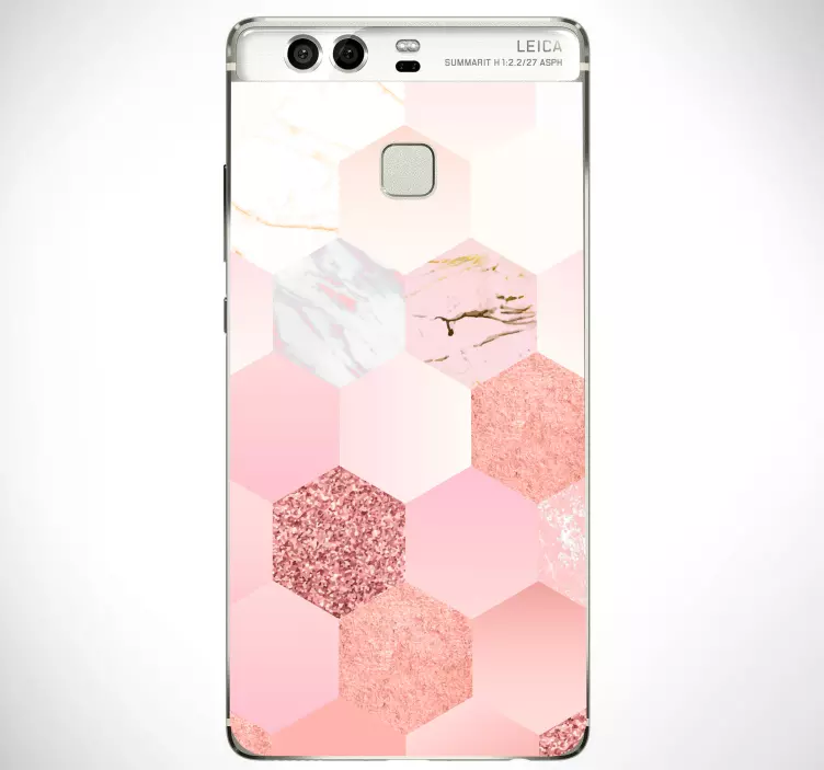 PINK HEXAGON PATTERN huawei sticker - TenStickers