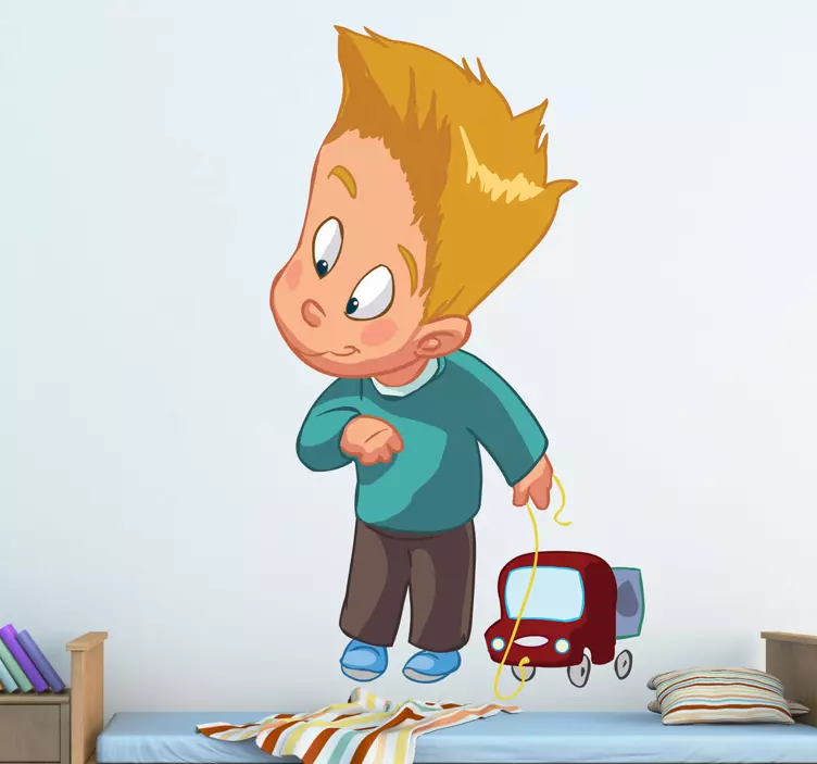 Playful Boy Pulling Toy wall stickers for kid - TenStickers