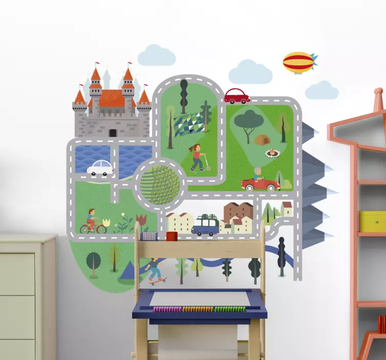 Playful Castle Scene wall stickers for kid - TenStickers