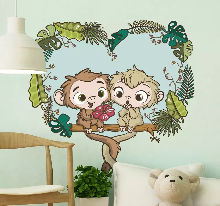 Playful Monkey Friends wall stickers for kid - TenStickers