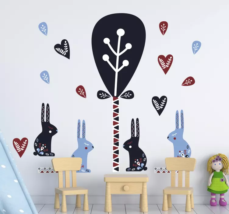 Playful Rabbit Motif wall stickers for kid - TenStickers