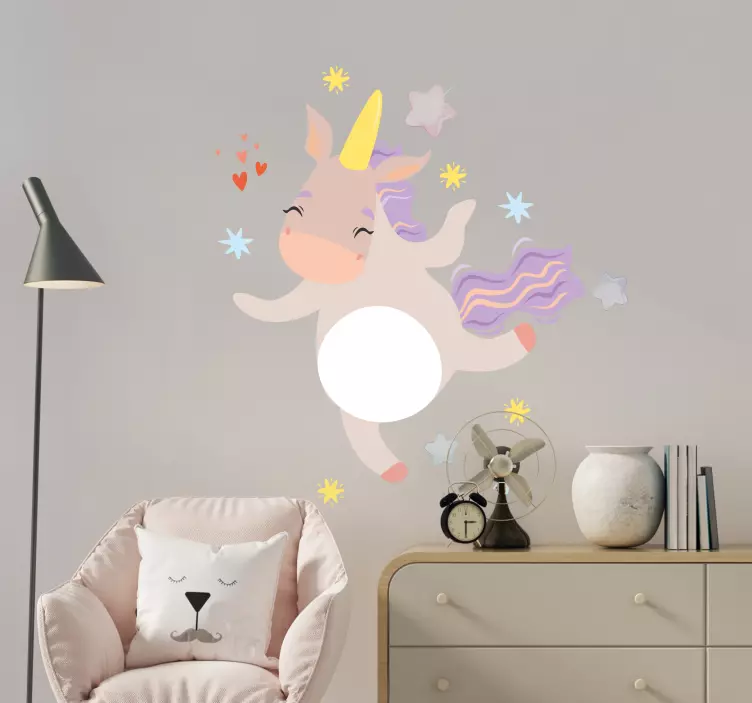 Grey unicorn dancing illustration sticker - TenStickers