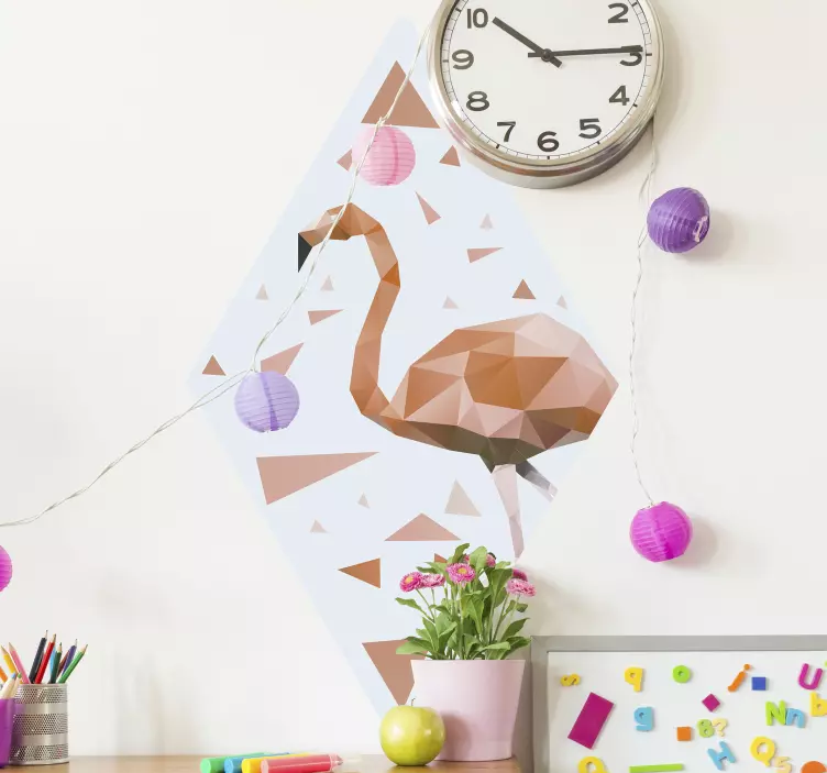 Polygonal Flamingo Shape bird wall sticker - TenStickers