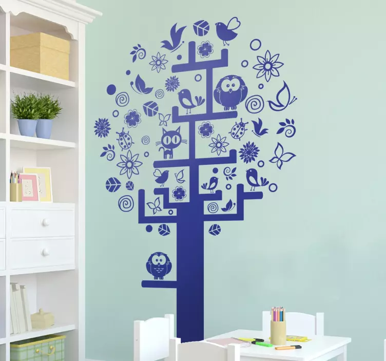 Populated Tree Sticker - TenStickers