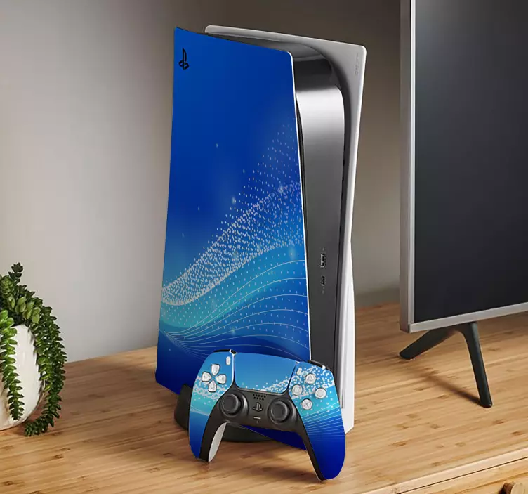 Ps5 skin blue wave patterns - TenStickers