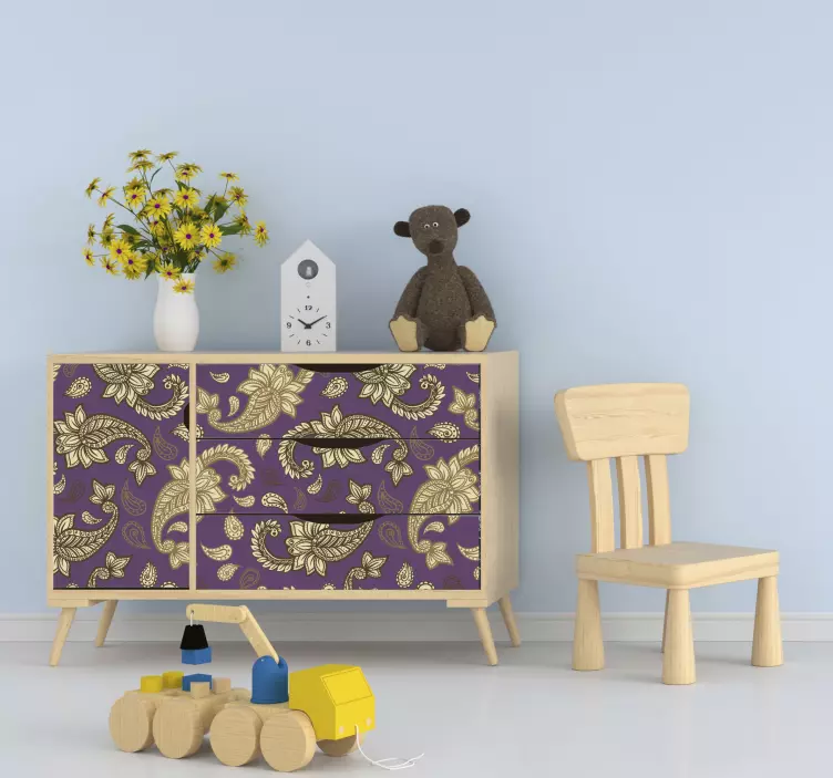 Purple and Gold Paisley furniture sticker - TenStickers