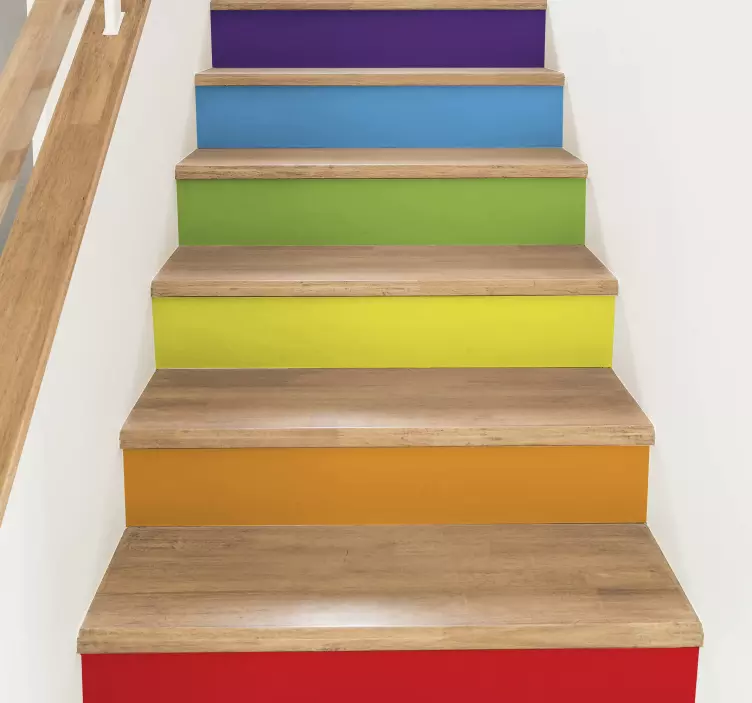 Rainbow color blocks stair decal - TenStickers