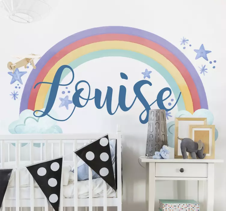 Rainbow name personalized with blue star decal - TenStickers