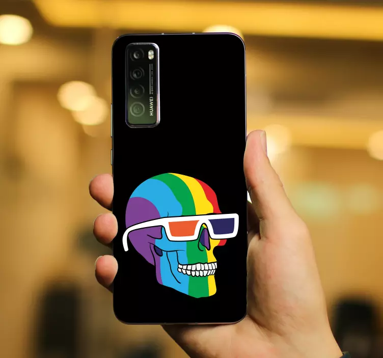 Rainbow skull huawei sticker - TenStickers