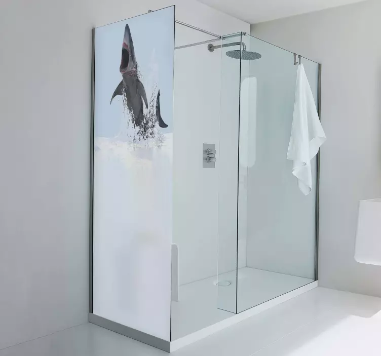Shark underwater picture shower screen sticker - TenStickers