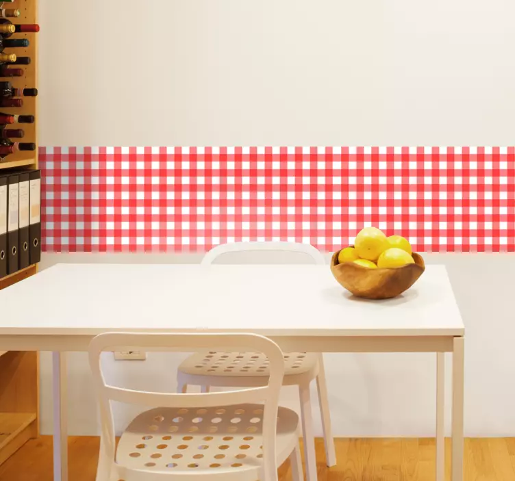 Red Checkered Pattern wall border sticker - TenStickers