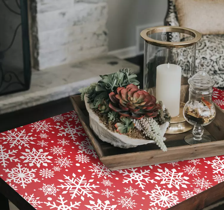 Red snowflakes furniture sticker - TenStickers