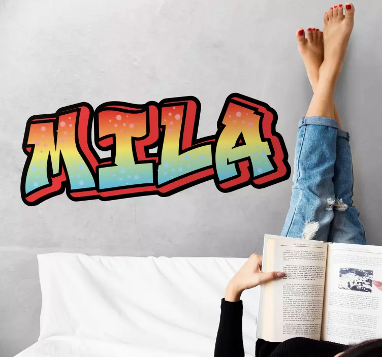 Red yellow and blue graffitti name decal - TenStickers