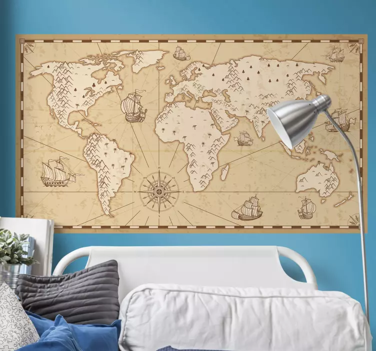 Retro Globe Map world map wall sticker - TenStickers