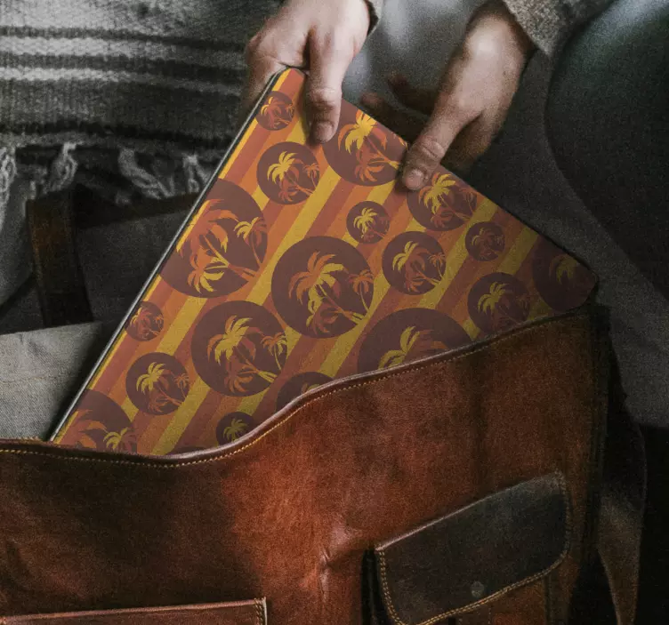 Retro Sunset and Palms pattern laptop skin - TenStickers