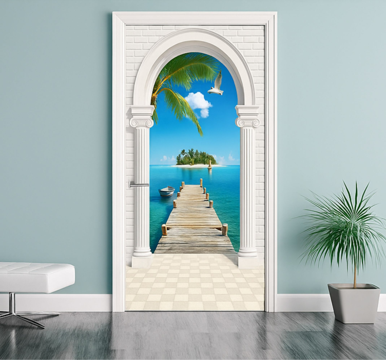 Roman arch with views door sticker - TenStickers