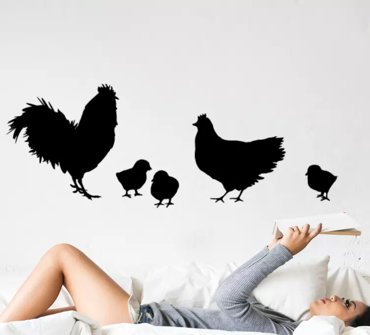 Rooster Family farm animal vinyl sticker - TenStickers