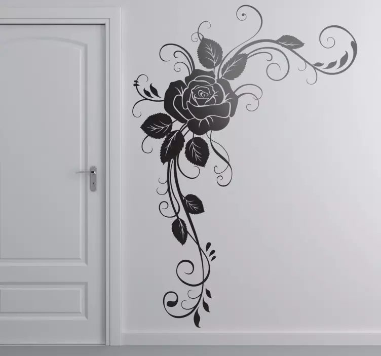Rose Corner Flower Wall Sticker - TenStickers