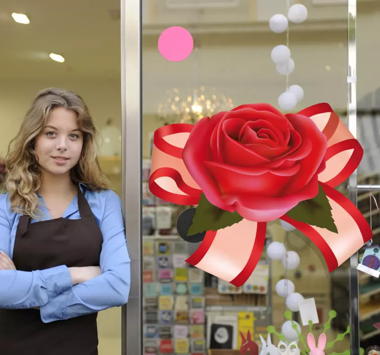 Rose in a Bow Sticker - TenStickers