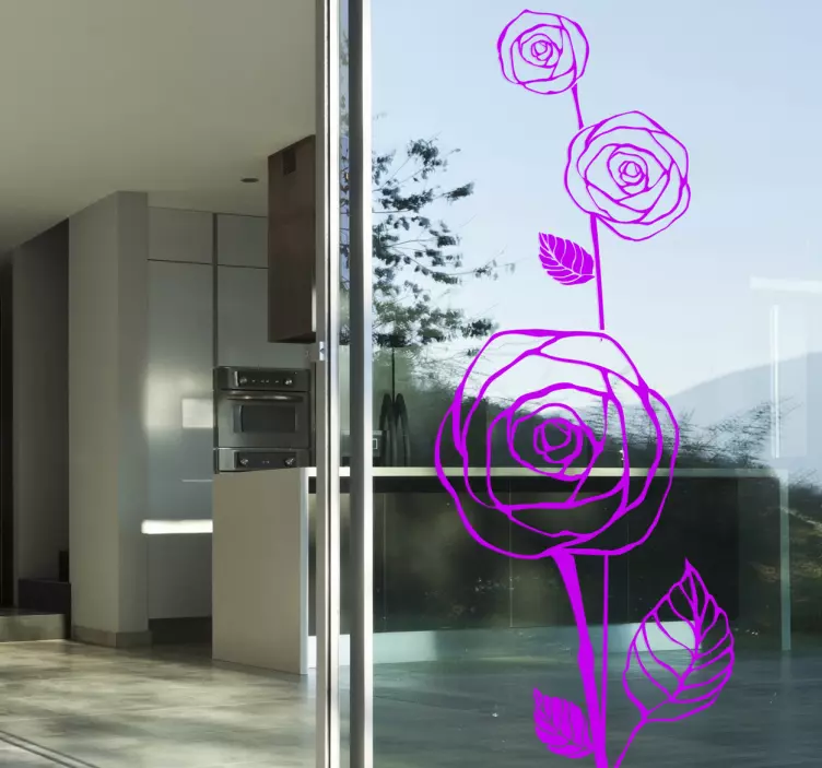 Roses Outline Flower Decal - TenStickers