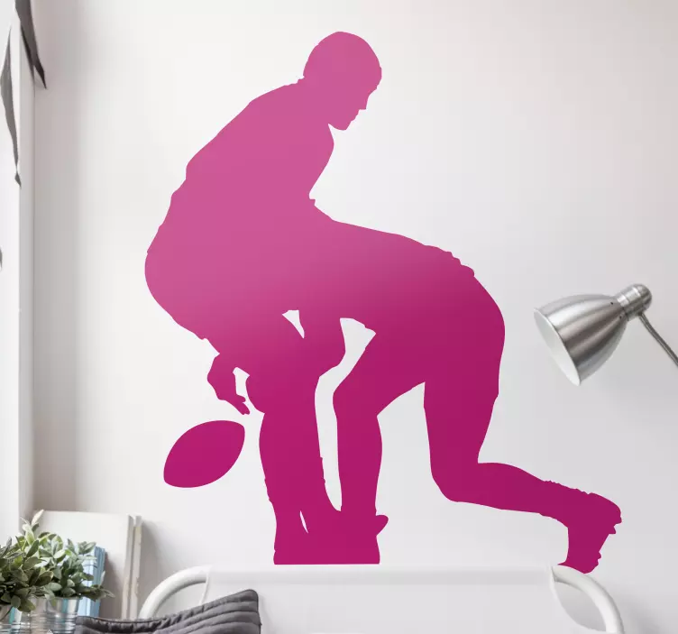 Rugby player tackle rugby wall decal - TenStickers