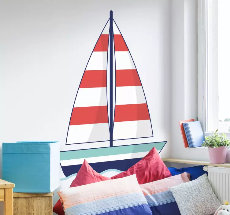 sailing ship illustration nautical wall decal - TenStickers