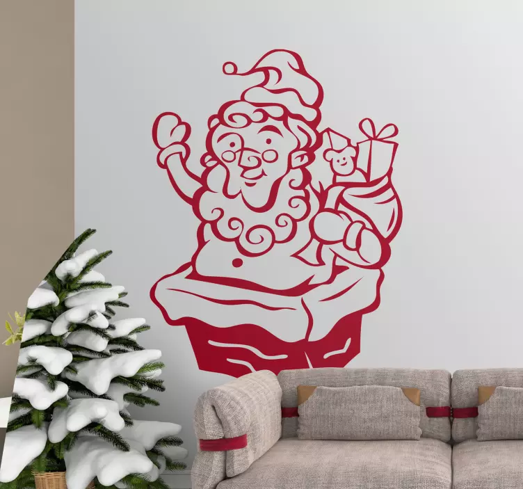 Santa Chimney Surprise Sticker - TenStickers