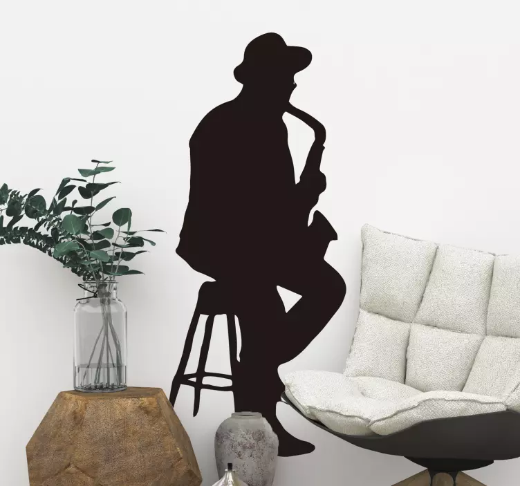 Saxophonist Silhouette musical wall sticker - TenStickers