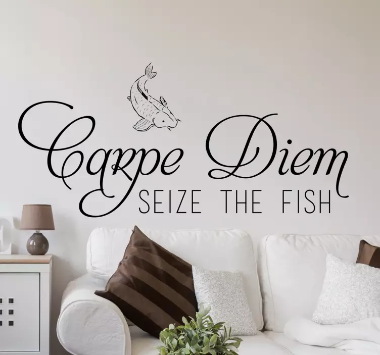 Seize The Fish quote sticker - TenStickers