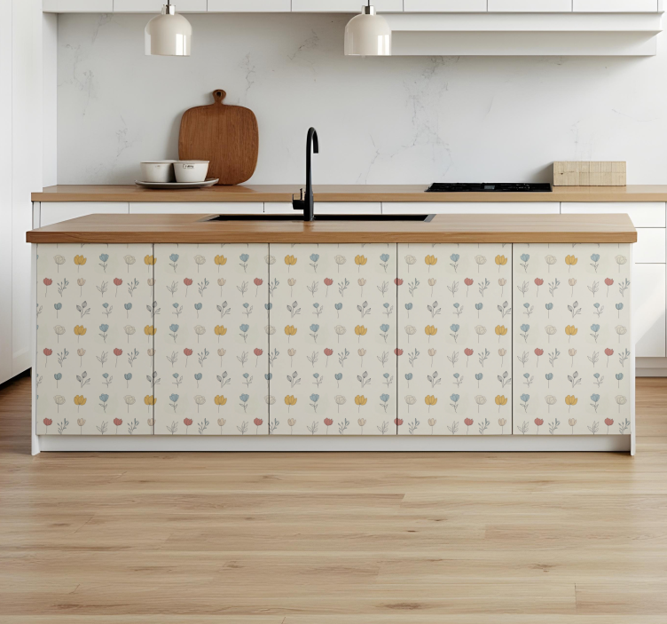 Set of flower design kitchen wall sticker - TenStickers