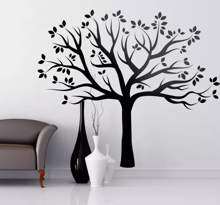Silhouette autumn tree living room wall sticker - TenStickers