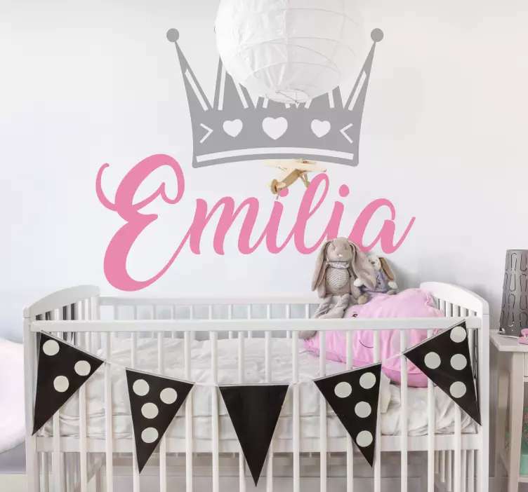 Silver crown with name personalised sticker - TenStickers