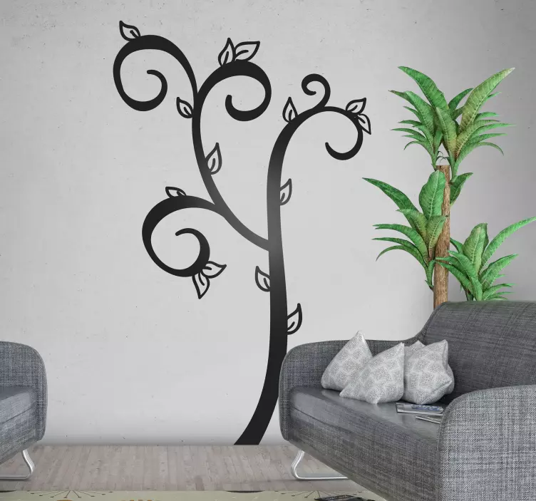 Simple leaves tree  tree wall sticker - TenStickers