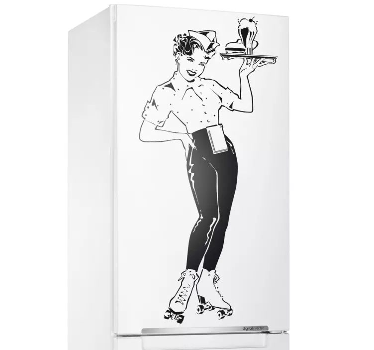 Skater Waitress Wall Sticker - TenStickers