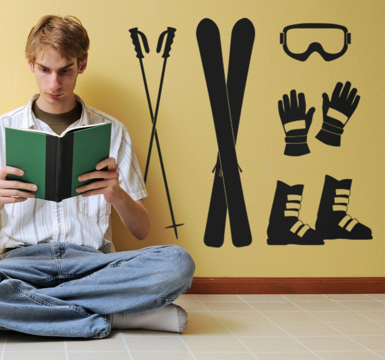 Skiing Accessories Sticker Set - TenStickers