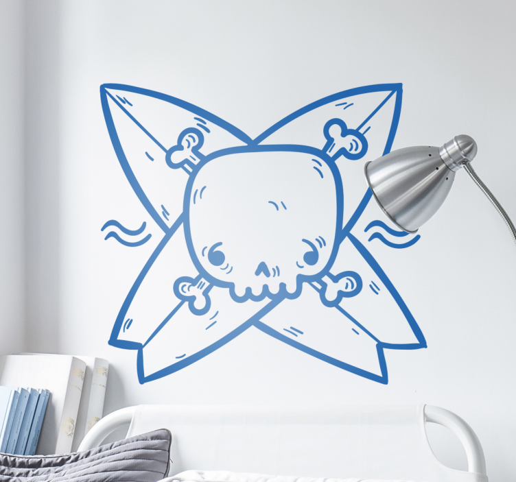 Skull and Crossed Surfboards teenage wall decals - TenStickers