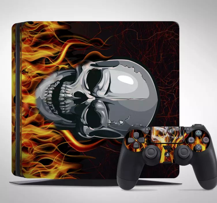 Skull on fire flames ps4 skin - TenStickers
