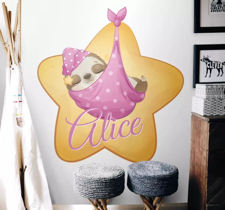 Sleeping Sloth Design wall stickers for kid - TenStickers