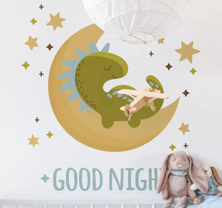 Sleepy Dinosaur Moon wall stickers for kid - TenStickers