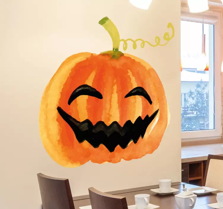 Smiling Pumpkin Halloween Wall Sticker - TenStickers
