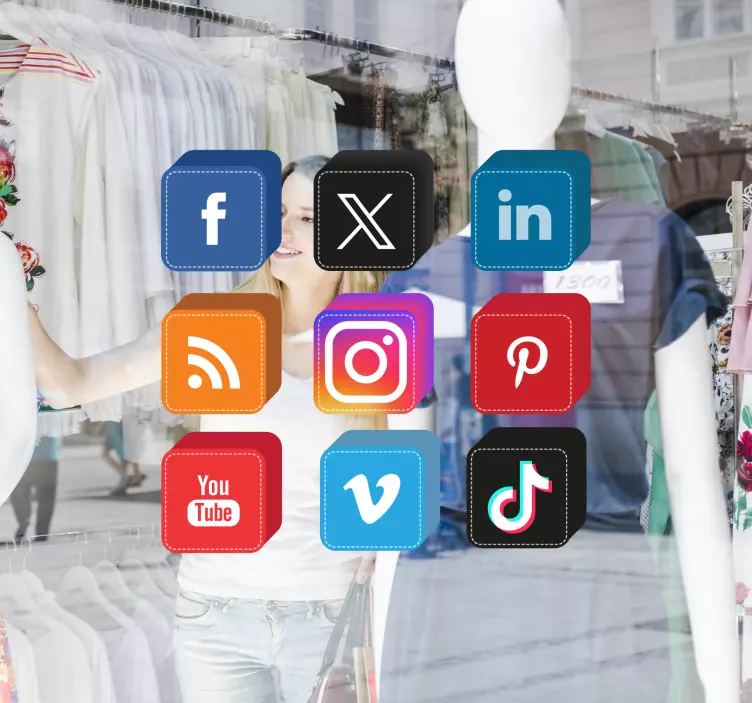 Social Media Cubes Stickers - TenStickers