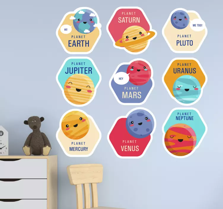Solar system cartoon pack space wall sticker - TenStickers