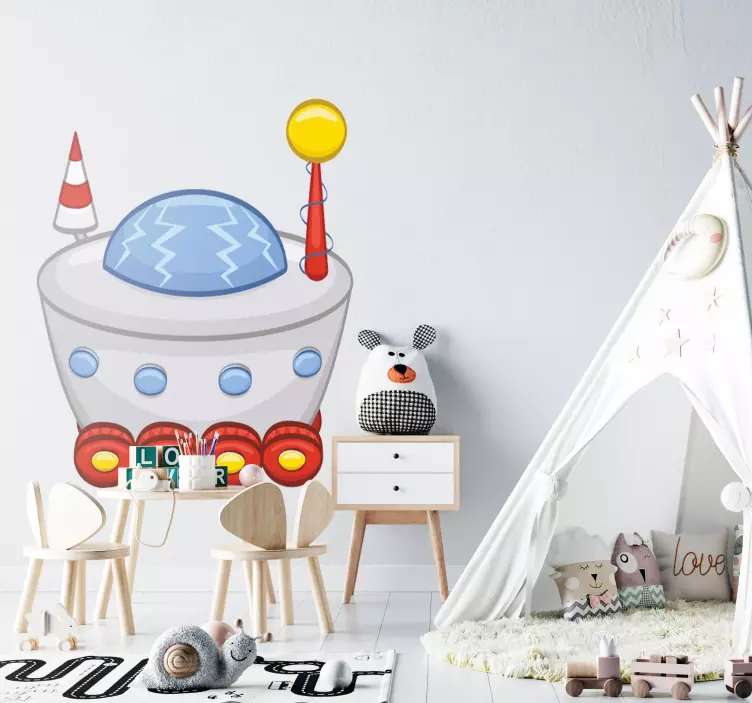 Spacecraft With Wheels Kids Sticker - TenStickers
