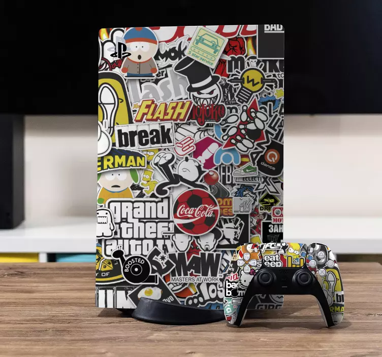"Sticker bomb" PS5 sticker - TenStickers